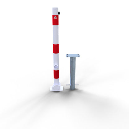 Absperrpfosten Stahlrohr Ø 60 x 2,5 mm umlegbar mit Dreikantverschluss