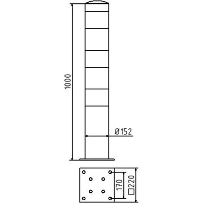 Absperrpoller Stahlrohr Ø 152 x 3,2 mm gelb / schwarz