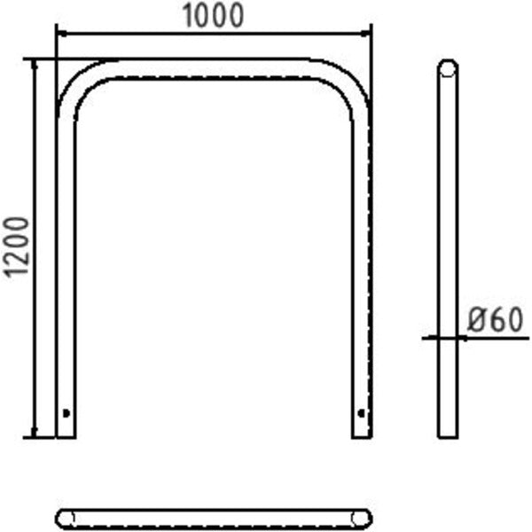 Rohrbügel aus Stahlrohr Ø 60 x 2,5 mm ohne Querholm zum Einbetonieren