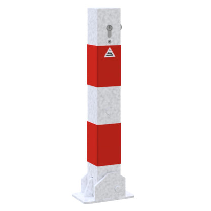 Absperrpfosten 70 x 70 mm umlegbar mit Profilzylinderschloss 500 mm Überflur