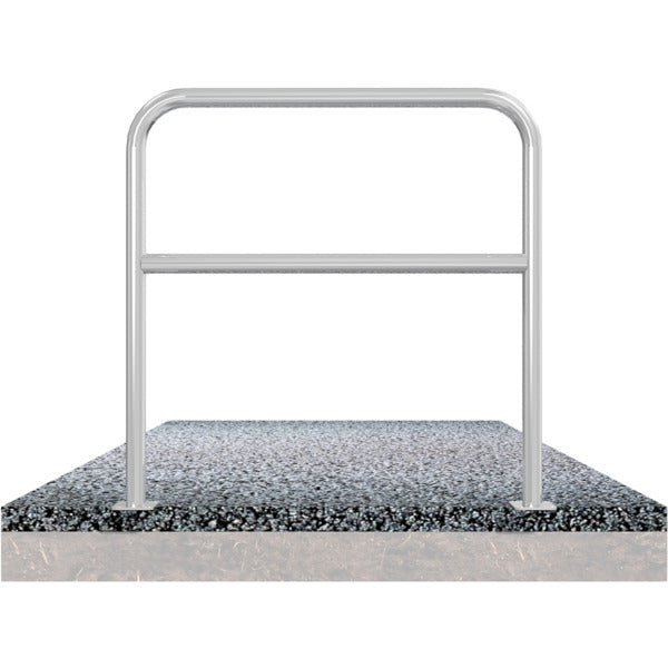 Rohrbügel aus Stahlrohr Ø 48 x 2,5 mm mit Querholm für Dübelbefestigung