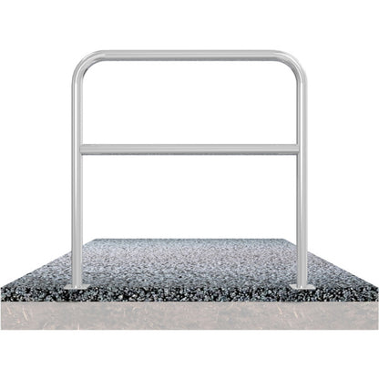 Rohrbügel aus Stahlrohr Ø 48 x 2,5 mm mit Querholm für Dübelbefestigung
