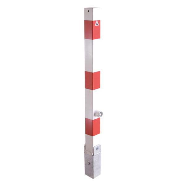 Absperrpfosten 70 x 70 mm umlegbar mit Dreikantverschluss mit Hebe- Kippmechanik