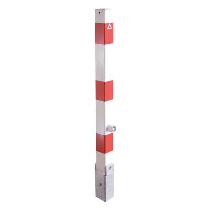 Absperrpfosten 70 x 70 mm umlegbar mit Dreikantverschluss mit Hebe- Kippmechanik