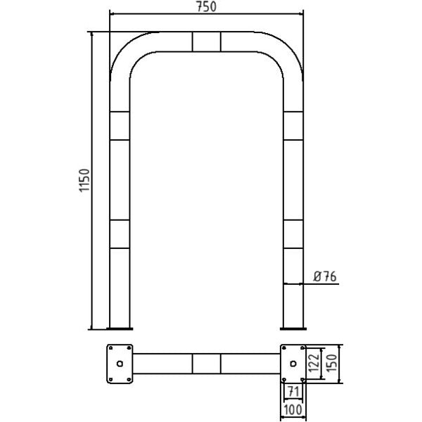 Rammschutzbügel Ø 76 x 2,6 mm ohne Querholm für Dübelbefestigung