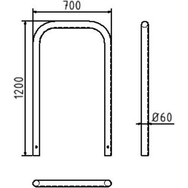 Rohrbügel aus Stahlrohr Ø 60 x 2,5 mm ohne Querholm zum Einbetonieren