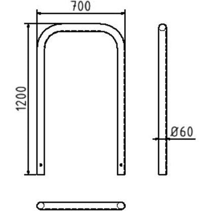 Rohrbügel aus Stahlrohr Ø 60 x 2,5 mm ohne Querholm zum Einbetonieren