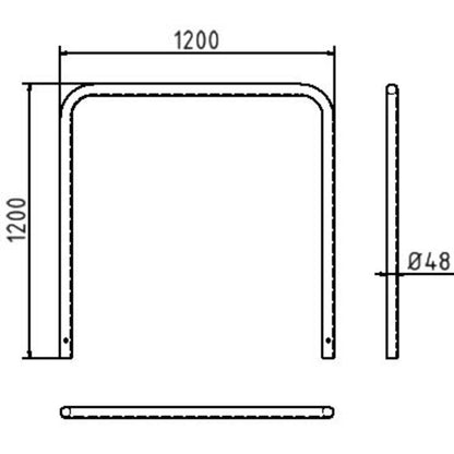 Rohrbügel aus Stahlrohr Ø 48 x 2,5 mm ohne Querholm zum Einbetonieren