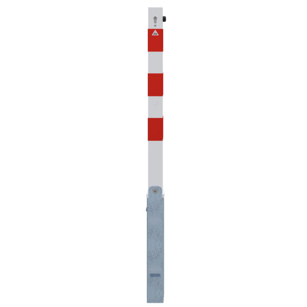 Absperrpfosten 70 x 70 mm umlegbar mit Profilzylinderschloss mit Hebe- Kippmechanik