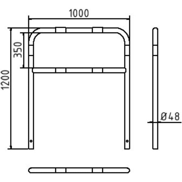 Rohrbügel aus Stahlrohr Ø 48 x 2,5 mm mit Querholm zum Einbetonieren