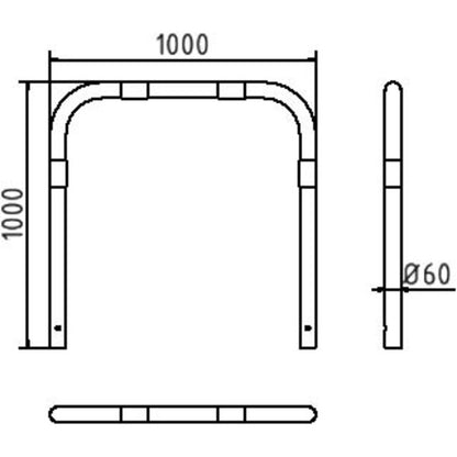 Rohrbügel aus Stahlrohr Ø 60 x 2,5 mm ohne Querholm zum Einbetonieren