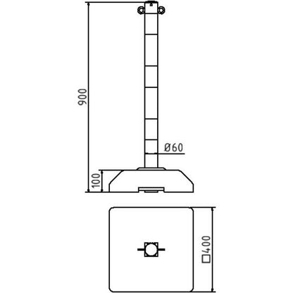 Kettenständer aus Ø 60 mm Stahlrohr weiß / rot quardratischer Fuß