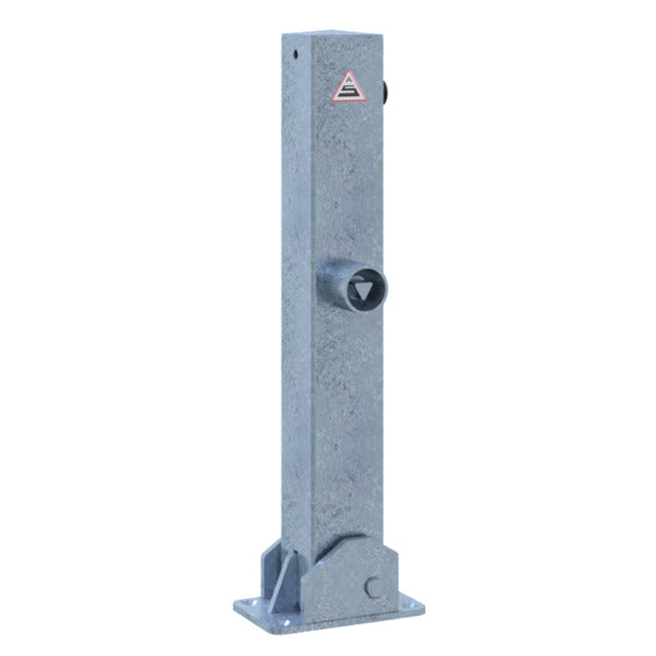 Absperrpfosten 70 x 70 mm umlegbar mit Dreikantverschluss 500 mm Überflur