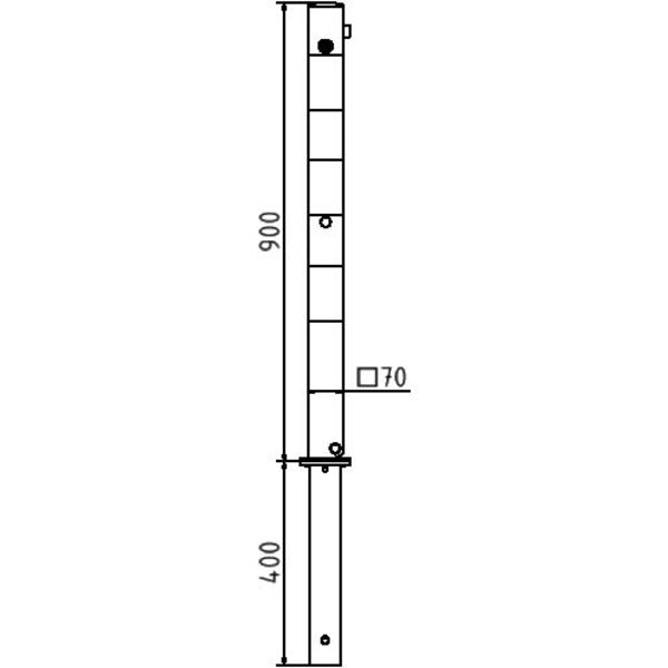 Absperrpfosten 70 x 70 mm umlegbar mit Dreikantverschluss