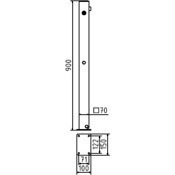 Absperrpfosten 70 x 70 mm umlegbar mit Dreikantverschluss