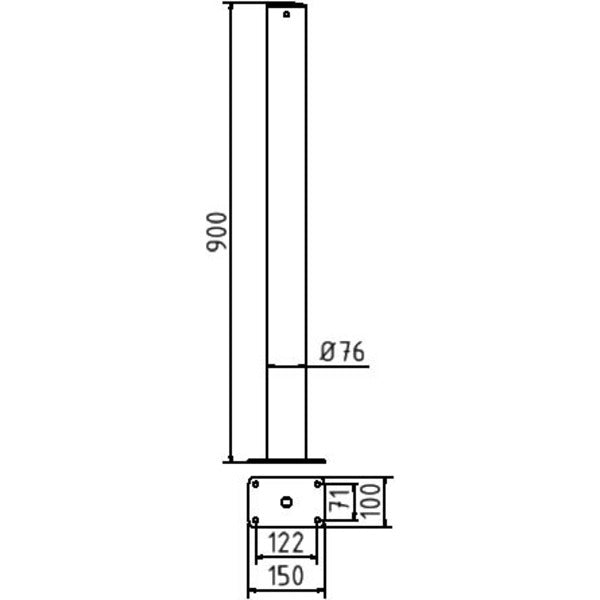 Absperrpfosten Stahlrohr Ø 76 x 2,6 mm ortsfest für Dübelbefestigung