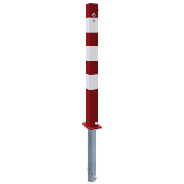 Absperrpfosten 70 x 70 mm umlegbar mit Dreikantverschluss