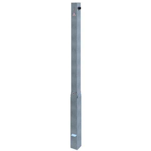 Absperrpfosten 70 x 70 mm umlegbar mit Profilzylinderschloss mit Hebe- Kippmechanik