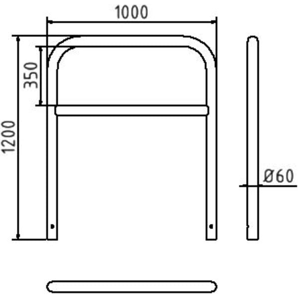 Schutzbügel Stahlrohr Ø 60 x 2,5 mm mit Querholm