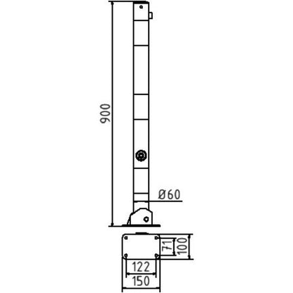 Absperrpfosten Stahlrohr Ø 60 x 2,5 mm umlegbar mit Dreikantverschluss