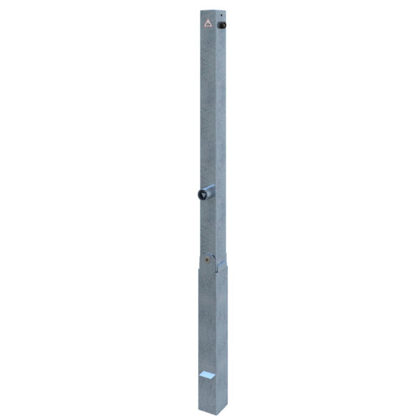 Absperrpfosten 70 x 70 mm umlegbar mit Dreikantverschluss mit Hebe- Kippmechanik